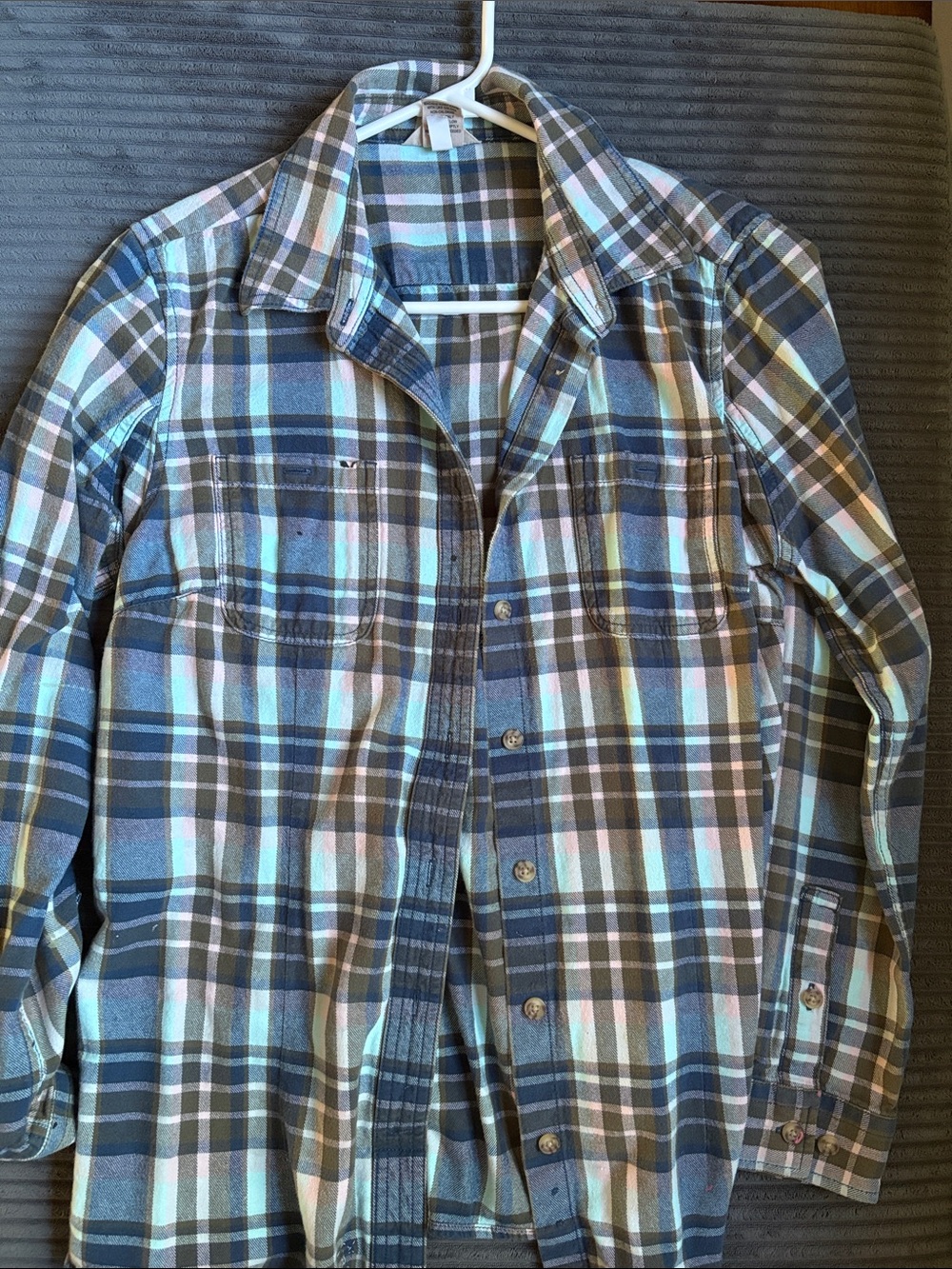 Duluth Trading Co Plaid shirt - Blue, Brown, pink